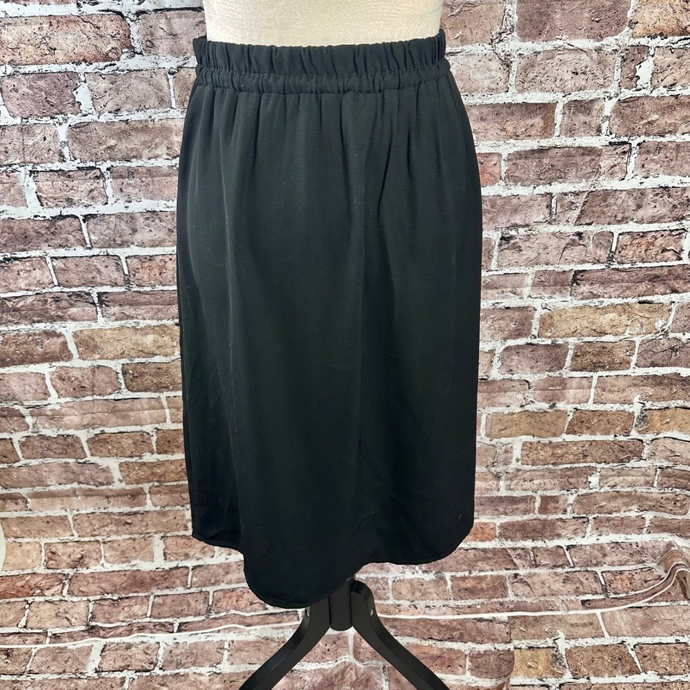 Faded Glory Black Midi Skirt Small 4-6 Elastic Drawstring Waist Cottagecore Girl - Picture 7 of 10